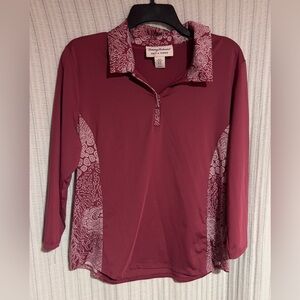 Tommy Bahama Dark Pink Quarter-zip with White Patterns